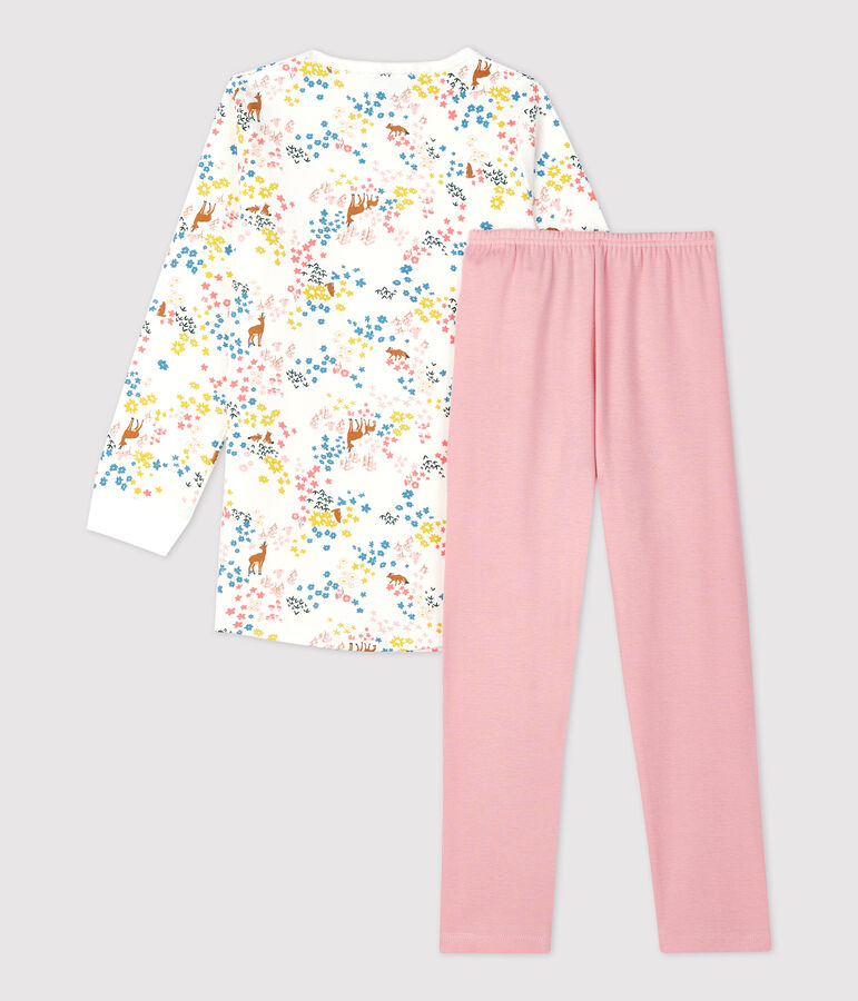 Baumwoll-Nachthemd mit floralem Print f&uuml;r M&auml;dchen weiss/vielfarbig