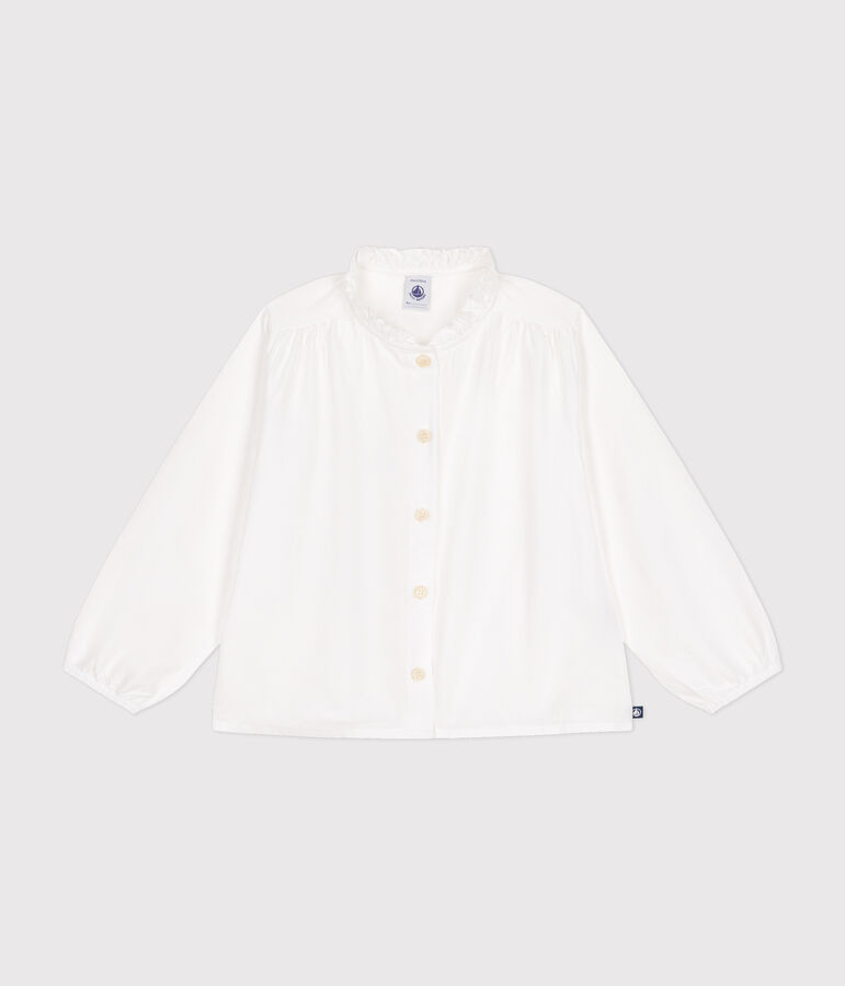 Lang&auml;rmelige Kinder-Bluse aus Leinenstoff f&uuml;r M&auml;dchen weiss ECUME