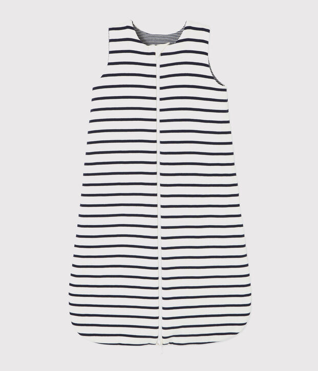 Baby-Wendeschlafsack aus Rippstrick mit Streifen-Design weiss/blau