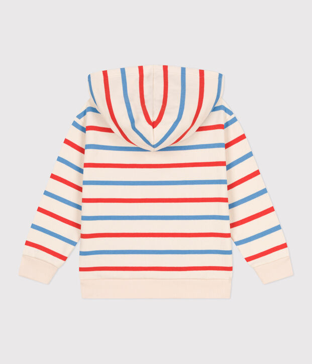 Kinder Unisex-Kapuzensweatshirt aus Baumwolle mit Streifen naturfarben/vielfarbig