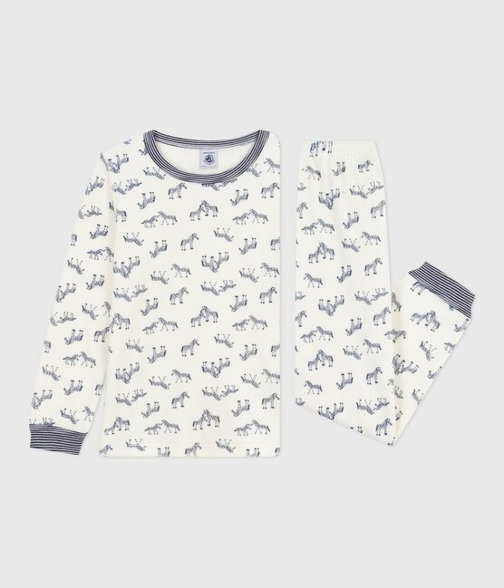 Kinder-Pyjama aus Nicki mit Zebras blau MILK/ SOIR