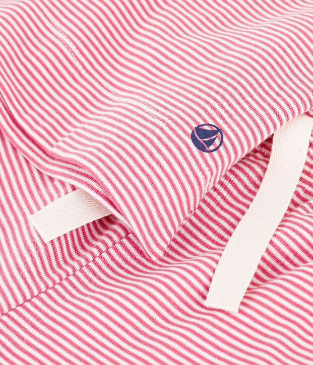 Kinder-Pyjama aus Baumwolle mit weiten Beinen und Streifen rosa/weiss