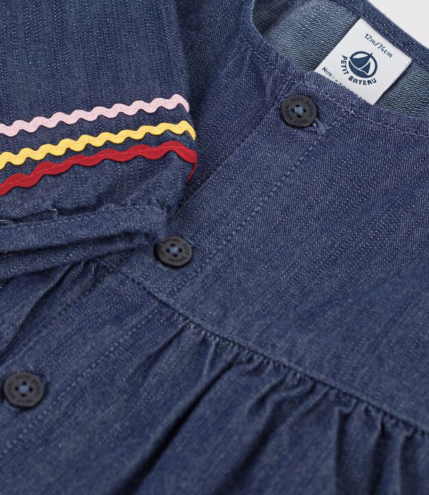 Lang&auml;rmeliges Baby-Kleid aus Denim blau