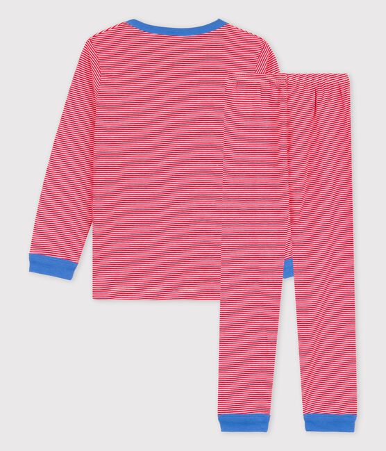 Kinderpyjama aus Bio-Baumwolle mit Ringelstreifen rot PEPS/weiss MARSHMALLOW