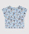 Gemusterte kurzärmelige Kinderbluse für Mädchen weiss MARSHMALLOW/weiss MULTICO