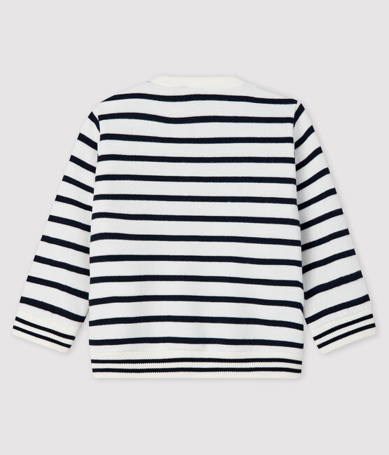 Baby-Sweatshirt aus Molton für Mädchen weiss MARSHMALLOW/blau SMOKING