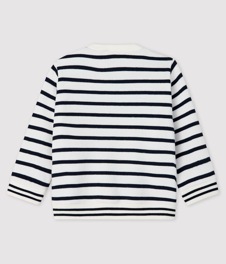 Baby-Sweatshirt aus Molton f&uuml;r M&auml;dchen weiss/blau