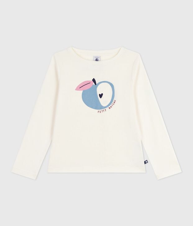 Lang&auml;rmeliges Kinder-T-Shirt aus bedruckter Baumwolle naturfarben/vielfarbig