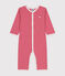Langärmelige, fußfreie Baby-Pyjamas aus Baumwolle rot CORRIDA/weiss MARSHMALLOW