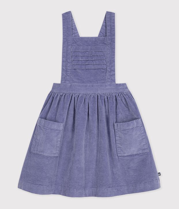 Kinder-Latzkleid aus einfarbigem Feincord violett