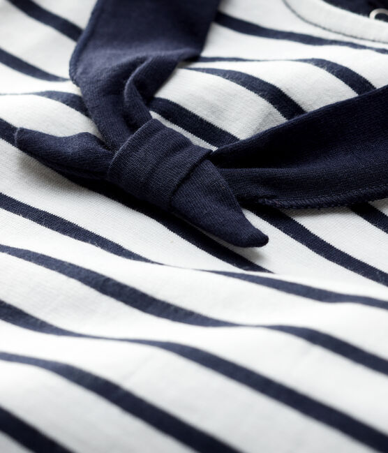 Stilvoll-verspieltes Baby-Marineshirt aus Jersey für Mädchen weiss MARSHMALLOW/blau SMOKING