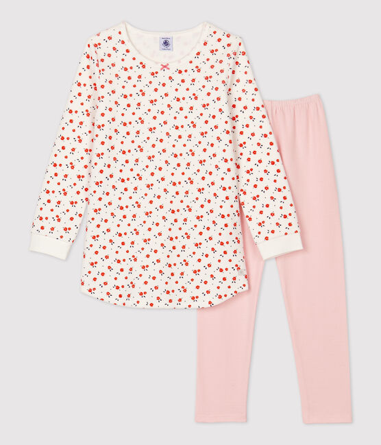 Baumwoll-Nachthemd mit floralem Print für Mädchen weiss MARSHMALLOW/weiss MULTICO