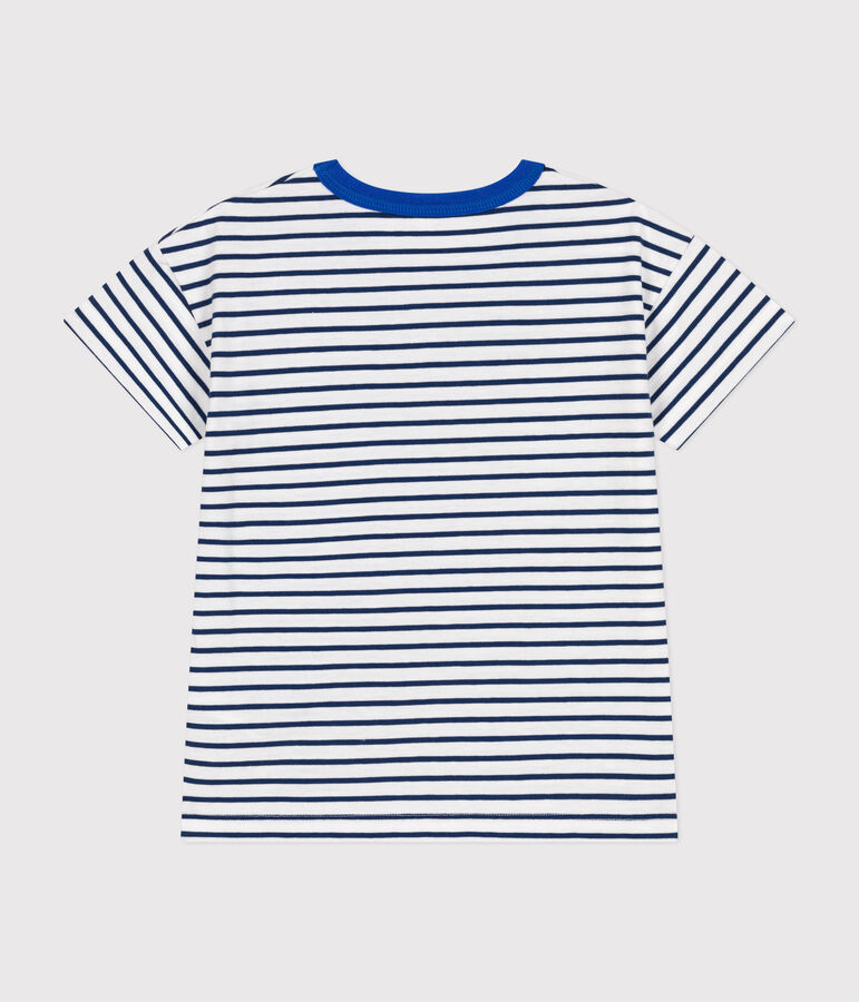 Kurz&auml;rmeliges Kinder-T-Shirt aus Jersey weiss/blau