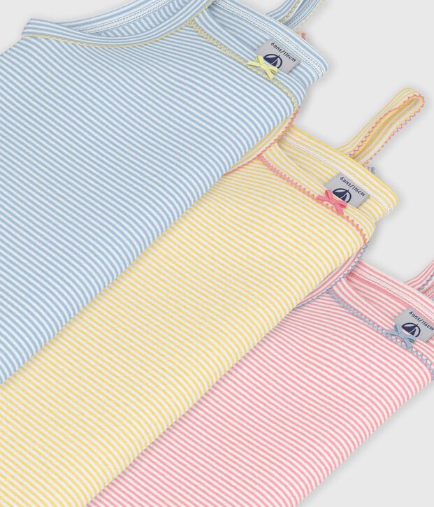 Set Kinder-Unterhemden aus Baumwolle mit Streifen vielfarbig
