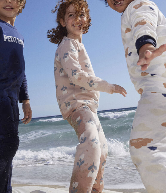 Kinderpyjama aus Baumwolle in eng geschnittener Passform für Mädchen rosa SALINE/weiss MULTICO