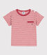 Kurzärmeliges gestreiftes Baby-T-Shirt aus gestreiftem geflammtem Jersey.
