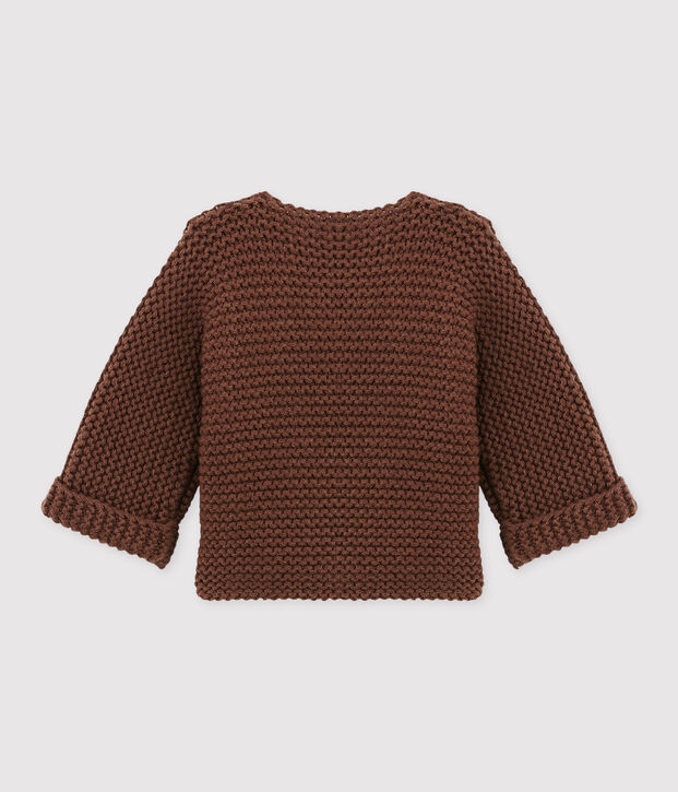 Unisex-Baby-Cardigan aus Wolle/Baumwolle braun