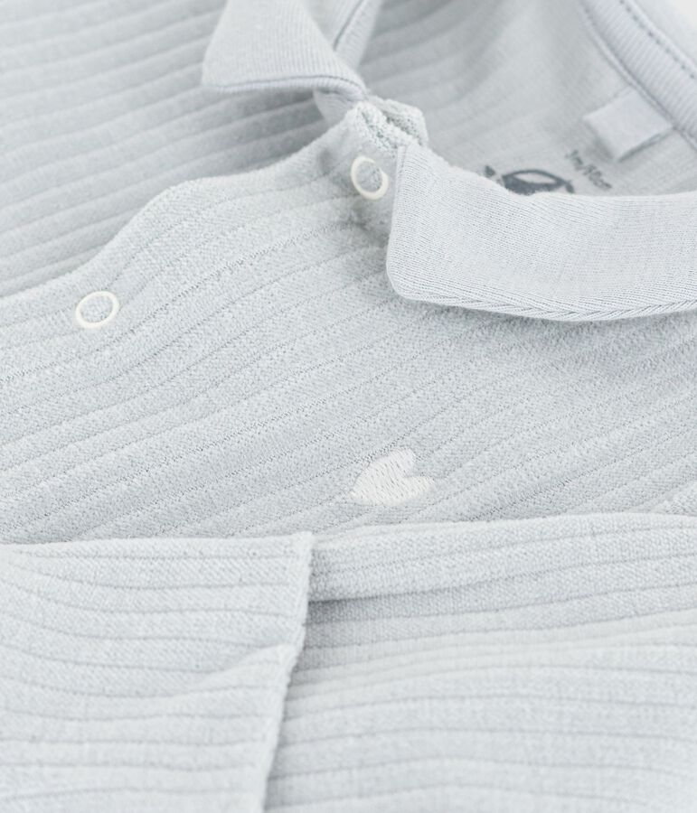 Strampler mit Kragen aus einfarbigem Nicki blau