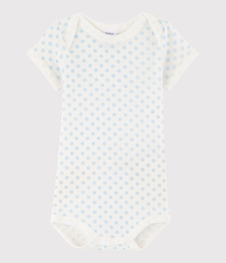 Kurz&auml;rmeliger Baby-Body M&auml;dchen weiss/blau