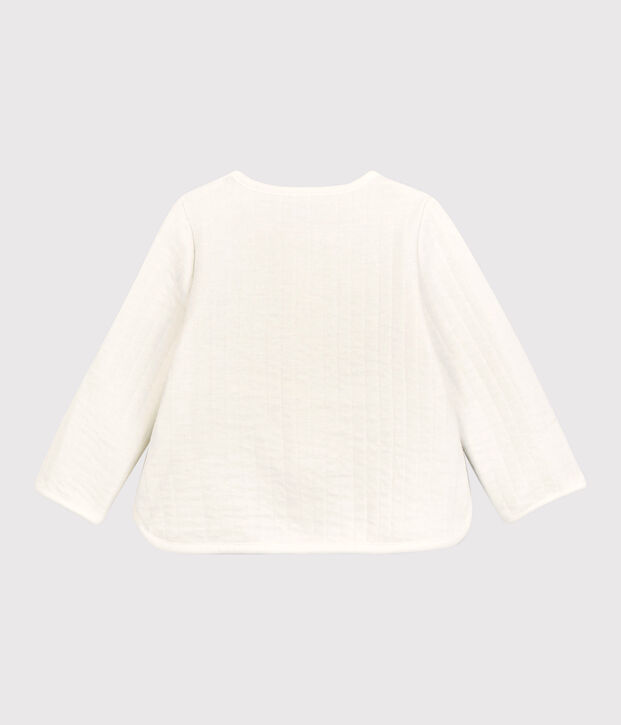 Baby-Cardigan aus gestepptem Doppeljersey. weiss