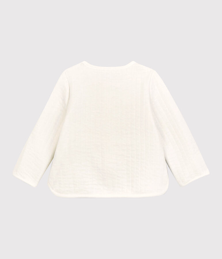 Baby-Cardigan aus gestepptem Doppeljersey. weiss