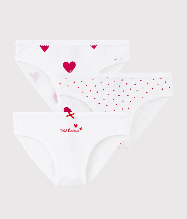 3er-Set Slips aus Baumwolle mit Herzmotiv f&uuml;r M&auml;dchen vielfarbig