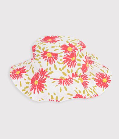 Breitkrempiger Kinder-Sonnenhut aus Popeline mit Blumenmuster