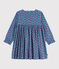 Langärmeliges Kinder-Kleid aus bedrucktem Fein-Cord. blau ADRIATIC/ MULTICO