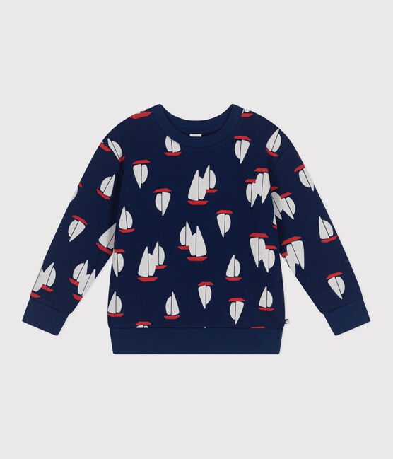 Kinder-Sweatshirt aus bedruckter Baumwolle blau MEDIEVAL/weiss MULTICO