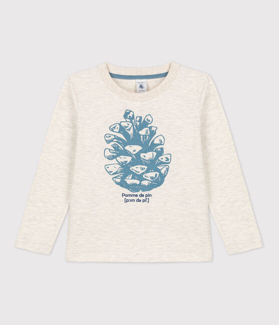 Langärmeliges Kinder-T-Shirt aus Baumwolle für Jungen beige MONTELIMAR CHINE