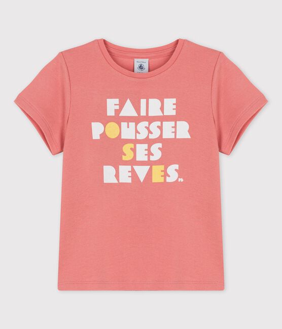 Kurzärmeliges T-Shirt aus Baumwolle für Mädchen rosa PAPAYE