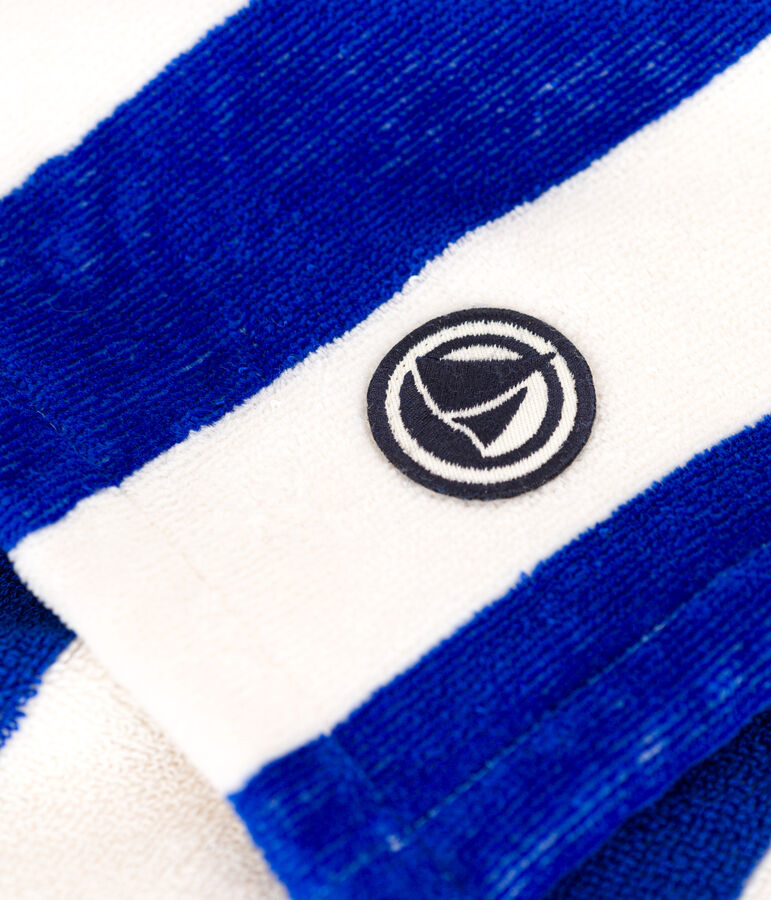 GESTREIFTER HANDTUCH-BADEPONCHO F&Uuml;R KINDER blau/weiss