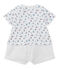 Kurzer Baby-Jungen-Einteiler im Materialmix weiss ECUME/weiss MULTICO