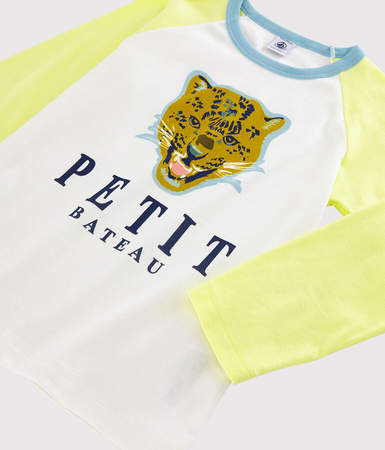 Kinderpyjama aus Baumwolle mit Leopardenmotiv f&uuml;r Jungen gelb/vielfarbig