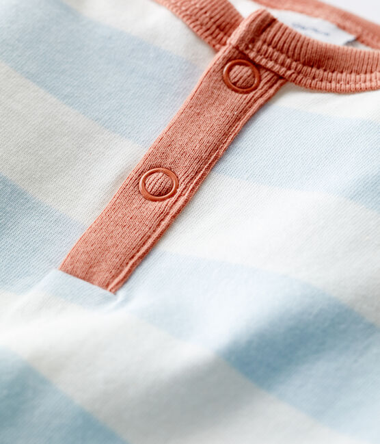 Gestreifter Baby-Kurzoverall aus Jersey PLEINAIR/ MARSHMALLOW