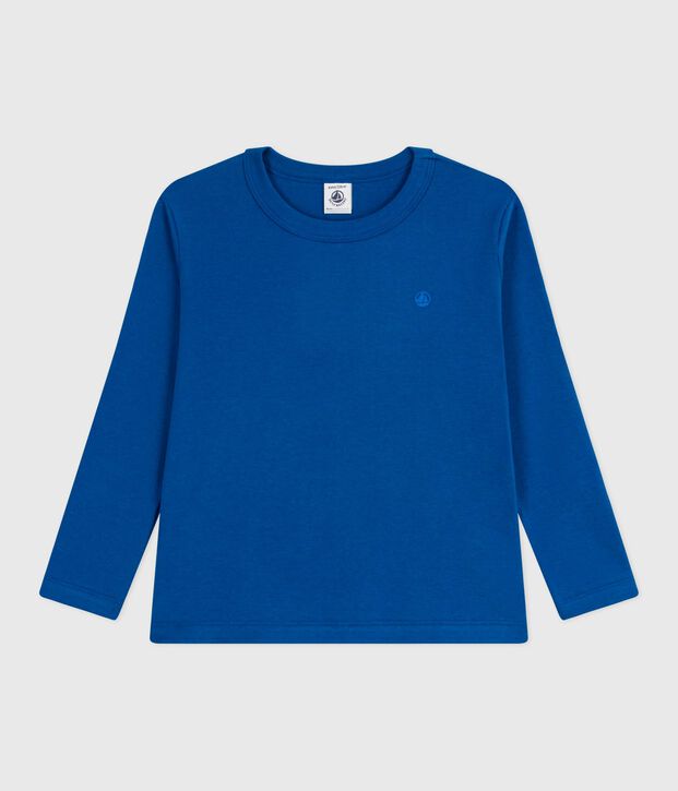 Lang&auml;rmeliges Kinder-T-Shirt aus einfarbiger Baumwolle blau