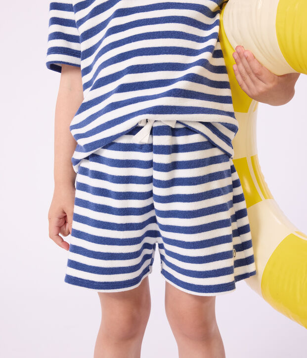 Kinder-Shorts aus Baumwolle mit Streifen blau/weiss