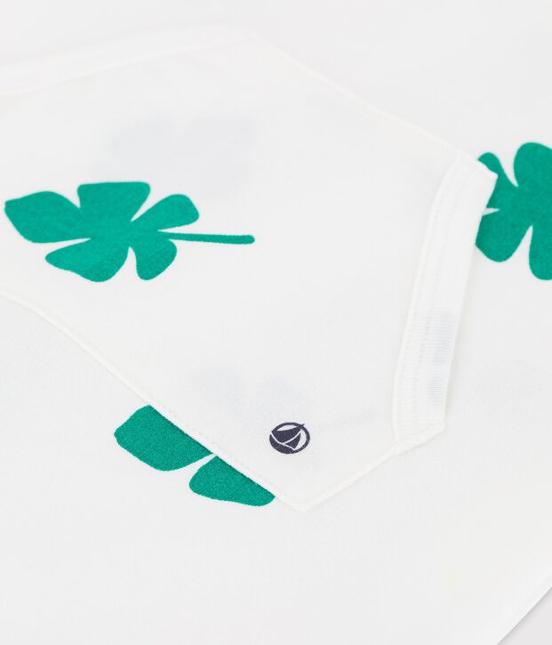 Baby-Kurzoverall aus Molton mit Pflanzenmuster weiss/gr&uuml;n