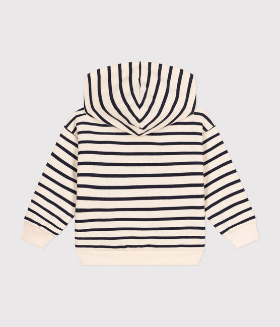 Kinder Kapuzen-Sweatshirt aus aufgerautem Molton für Mädchen und Jungen weiss AVALANCHE/blau SMOKING