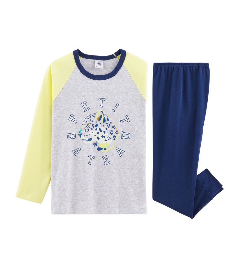 Rippstrick-Pyjama f&uuml;r kleine Jungen blau/vielfarbig