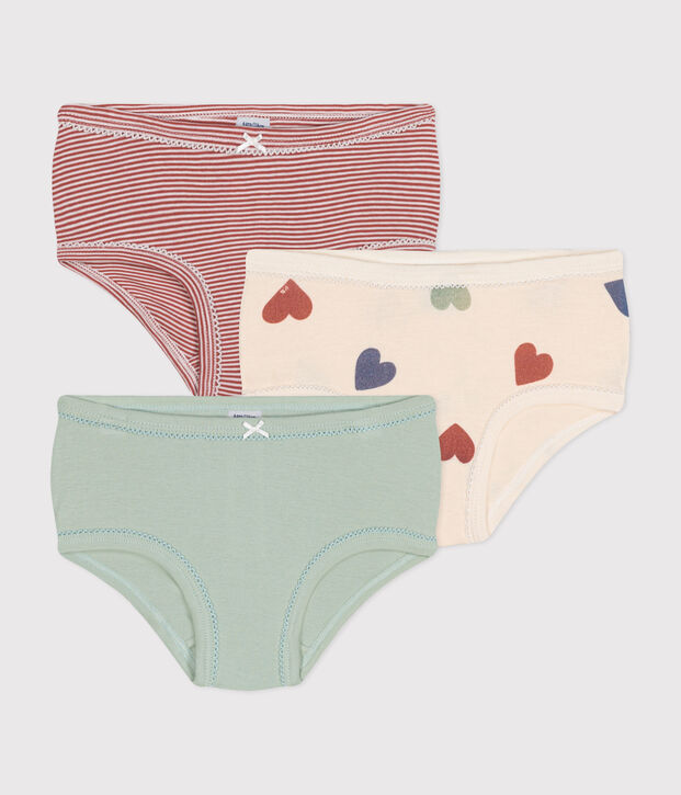 3er-Set Baumwollslips f&uuml;r Kinder, mit Herzmotiv und hohem Taillenbund vielfarbig
