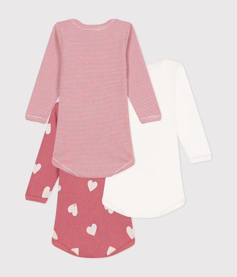 3er-Set lang&auml;rmelige Bodys aus Baumwolle mit Herzmotiv f&uuml;r Babys vielfarbig