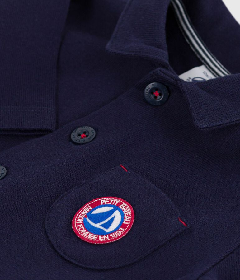 Langer Baby-Overall aus einfarbiger Baumwolle im Tankwart-Stil blau