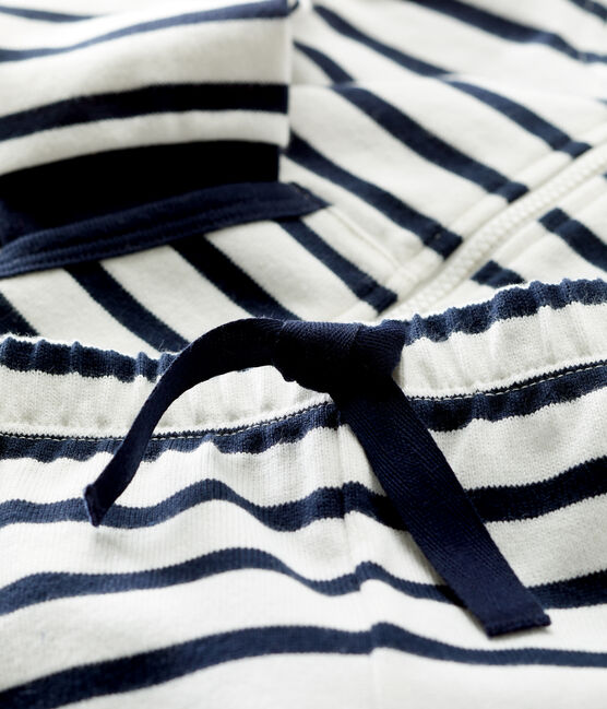 Zweiteiliges gestreiftes Baby-Ensemble im Matrosenstil aus Bio-Baumwolle weiss MARSHMALLOW/blau SMOKING