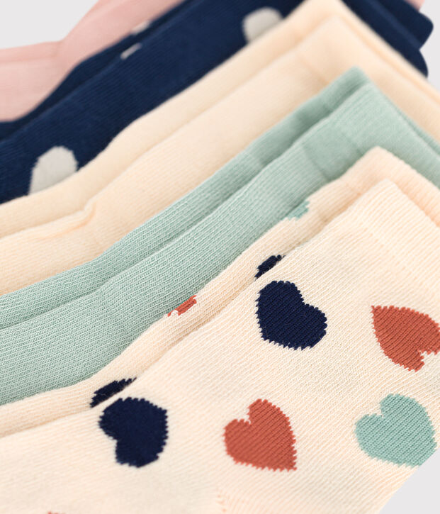 5er-Set Kindersocken aus Baumwolle mit Herzmotiv vielfarbig