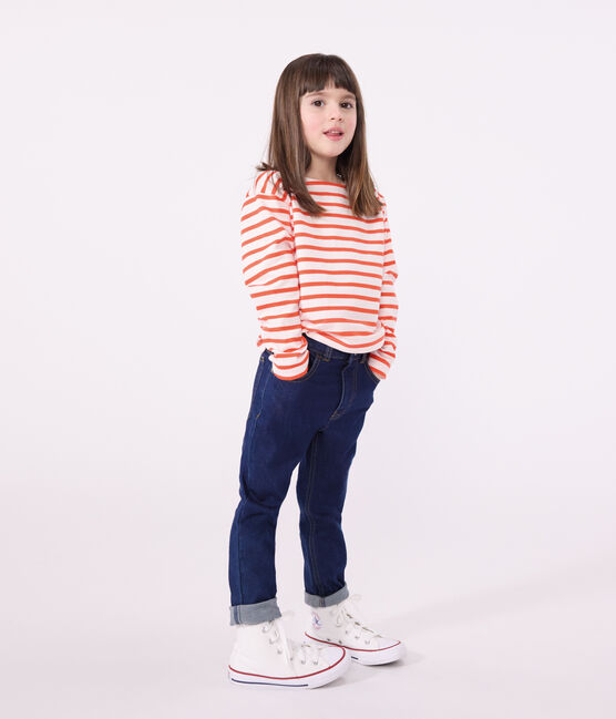 Langärmeliges Kinder-Unisex Streifenshirt aus Baumwolle rosa FLEUR/ SPICY