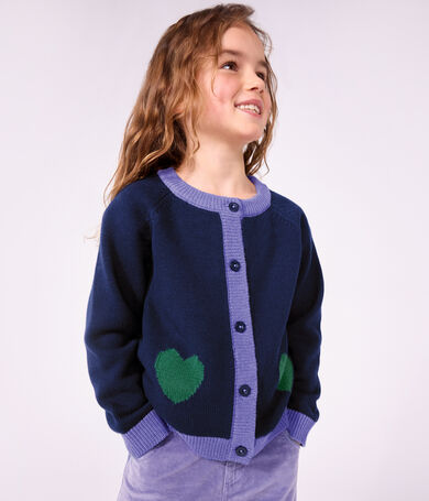 Kinder-Cardigan aus einfarbiger Wolle und Baumwolle