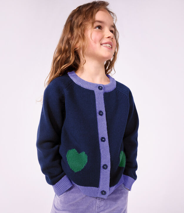 Kinder-Cardigan aus einfarbiger Wolle und Baumwolle SOIR