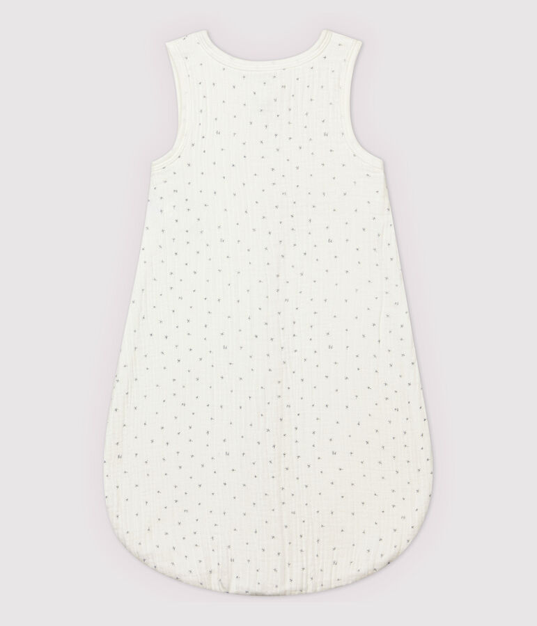 Baby-Schlafsack in Wei&szlig; aus Windelstoff aus Bio-Baumwolle mit Sternen-Motiv weiss MARSHMALLOW/grau GRIS