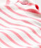 Gestreiftes Baby-Mädchen-Kleid weiss MARSHMALLOW/rosa PETAL